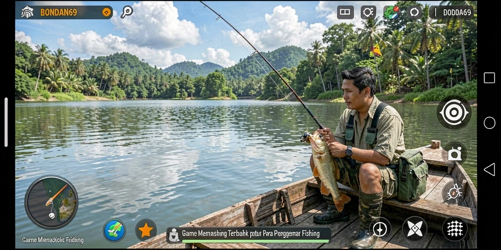 Tampilan gameplay BONDAN69 dengan suasana memancing yang menawan.