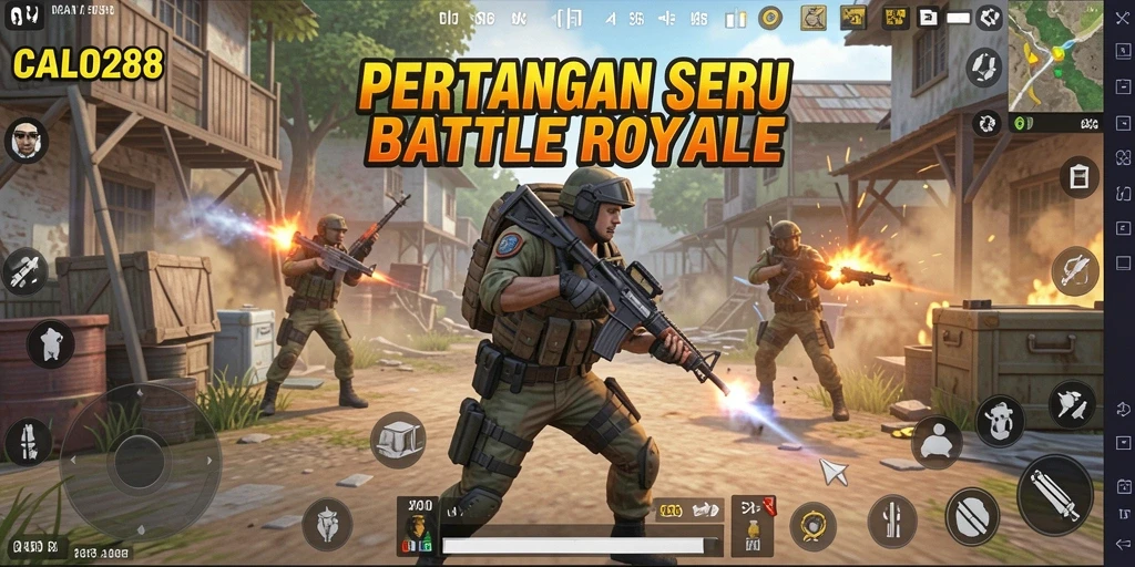 Screenshot gameplay CALO288 yang menampilkan pertempuran intens dalam Battle Royale.