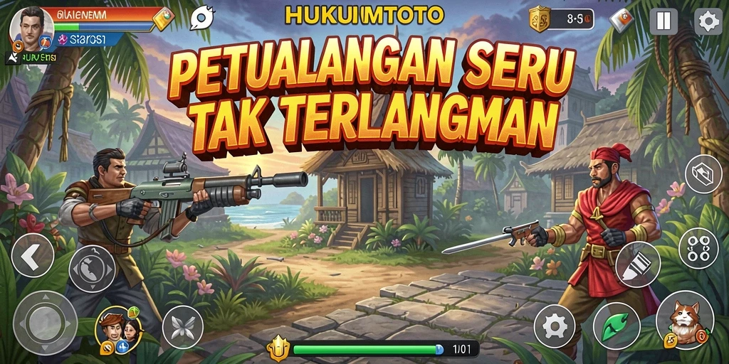 Tampilan gameplay HUKUMTOTO yang menegangkan dan penuh aksi.