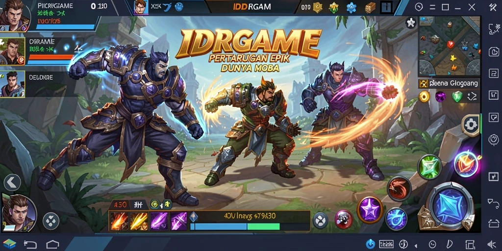 Screenshot gameplay IDRGAME menunjukkan pertarungan seru dan kolaborasi tim.