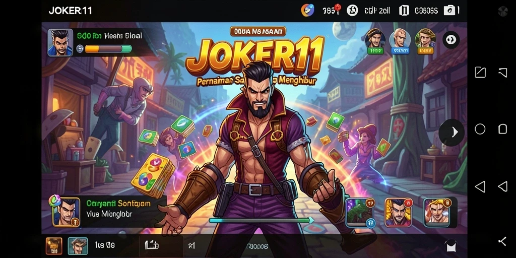 Screenshot JOKER11 menampilkan gameplay santai yang penuh warna.
