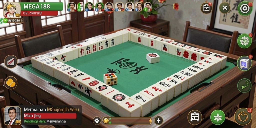 Tampilan gameplay MEGA188 yang seru dan dinamis dalam permainan Mahjong.