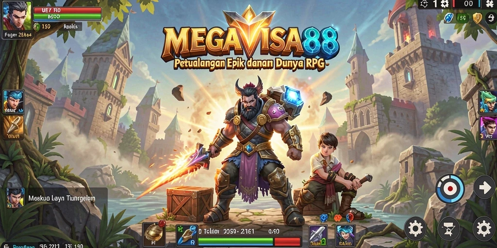 Tangkapan layar MEGAVISA88 menampilkan aksi epik dalam pertempuran RPG.