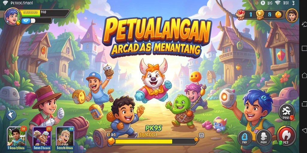 Screenshot utama PK95 menampilkan aksi gameplay Arcade yang intens.